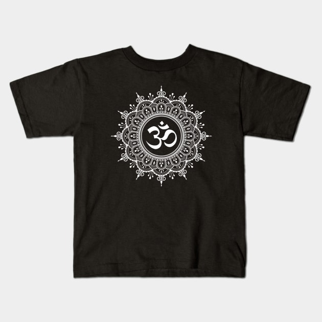 Aum Mandala (Dark) Kids T-Shirt by NEFT PROJECT